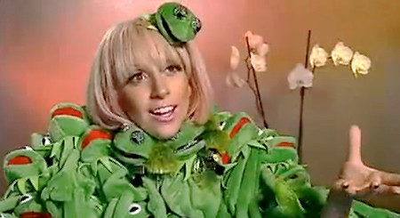 Yeah, yeah. Eveerybody loves Lady Gaga. You know, franly. the Bjork swan outfit really is beginning to look like couture next to this crap. What, Sesame Street is sponsoring her tour? Get me out of here.