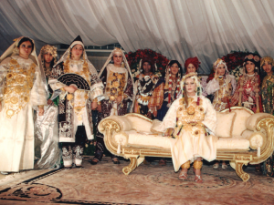 Talk aobut a royal wedding. Aisha Gaddafi and her beautfil bridesmaids look like a third grade Christmas play.
