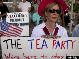 Tea Party enthusiasts have sotlen the gay anthem: We're Here, We're Queer, Get used To It!