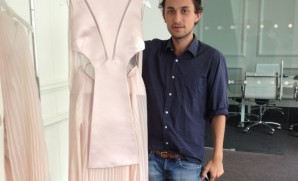 Esteban Cortazar is like a kid in a candy store in the new Net-A-Porter.com showroom when he showed me his new collection that launches today.