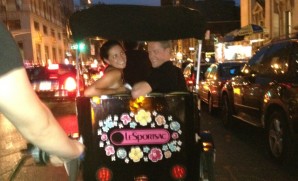 The LeSportsac pedicabs were the best way to get around town on Fashion’s Night Out.